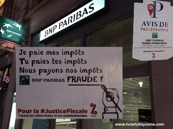 ATTAC contre le pillage fiscal de 140 milliards d’euros, par 4 banques et des multinationales.